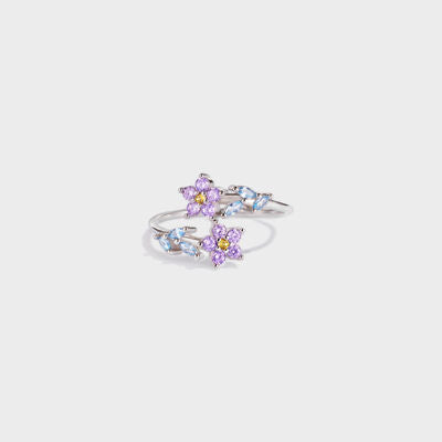 Flower Shape Inlaid Zircon 925 Sterling Silver Ring