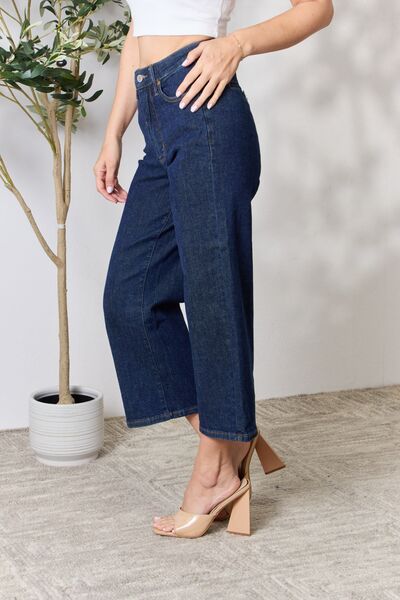 Blue Full Size High Waist Cropped Wide Leg Jeans