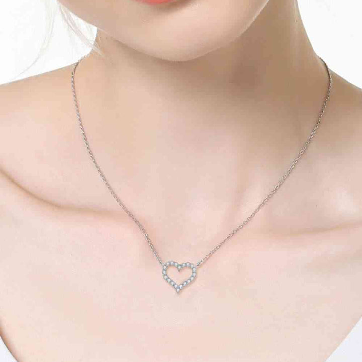 Adored Moissanite Platinum-Plated Heart Necklace