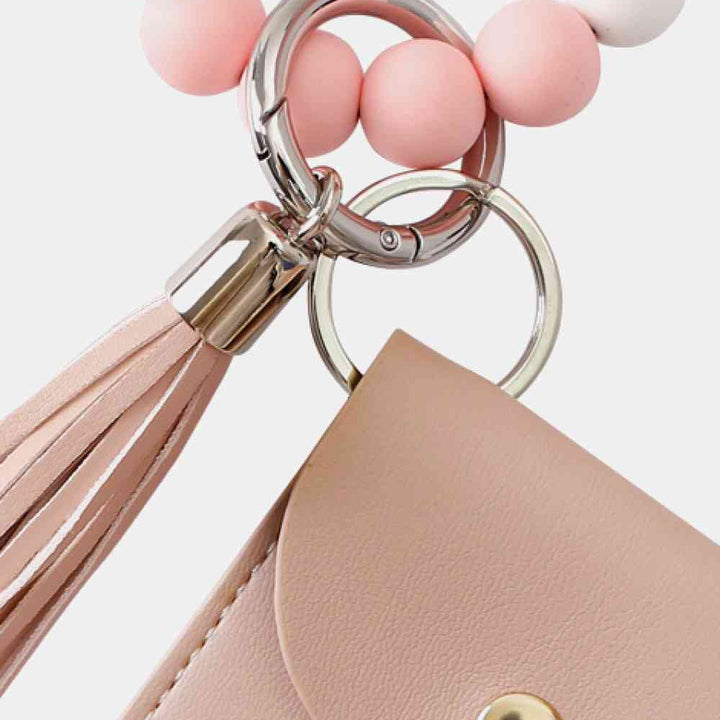 Bead Wristlet Key Chain with Wallet