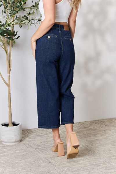 Blue Full Size High Waist Cropped Wide Leg Jeans