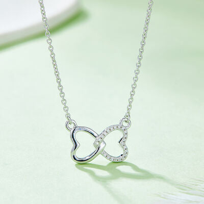 Moissanite 925 Sterling Silver Heart Bow Necklace