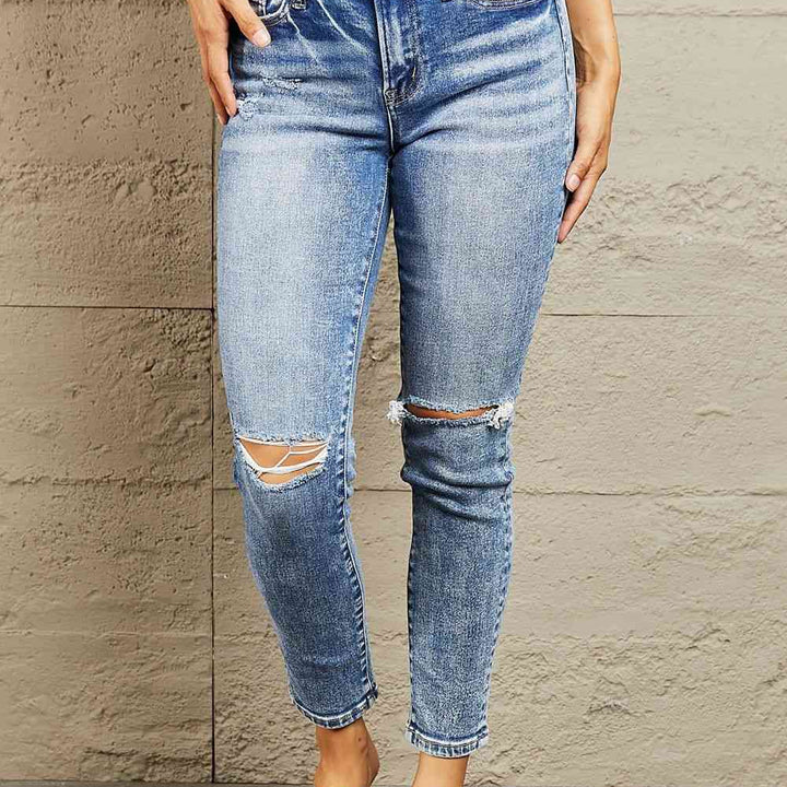 BAYEAS Mid Rise Distressed Skinny Jeans