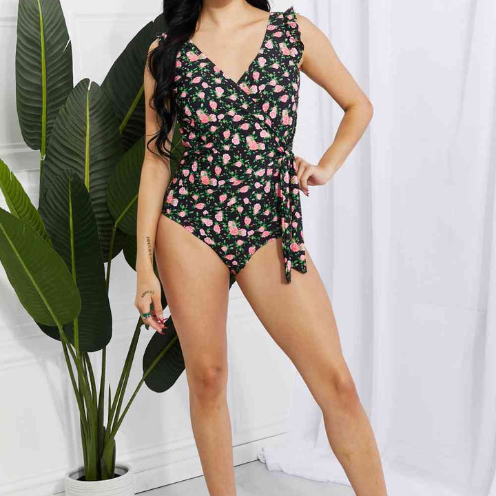 Marina West Swim Full Size Float On Ruffle Faux Wrap One-Piece in Floral