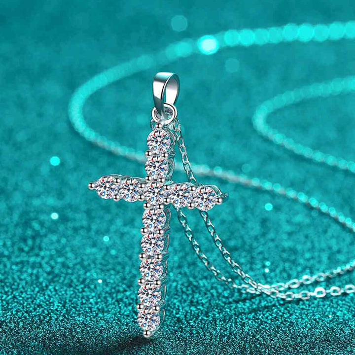 Adored 925 Sterling Silver Cross Moissanite Necklace