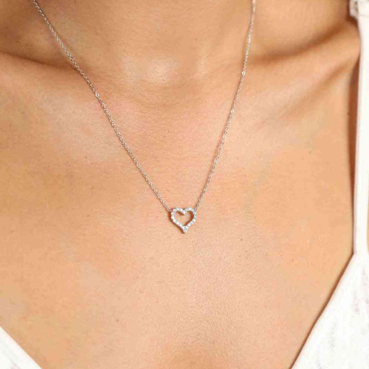 Adored Moissanite Platinum-Plated Heart Necklace