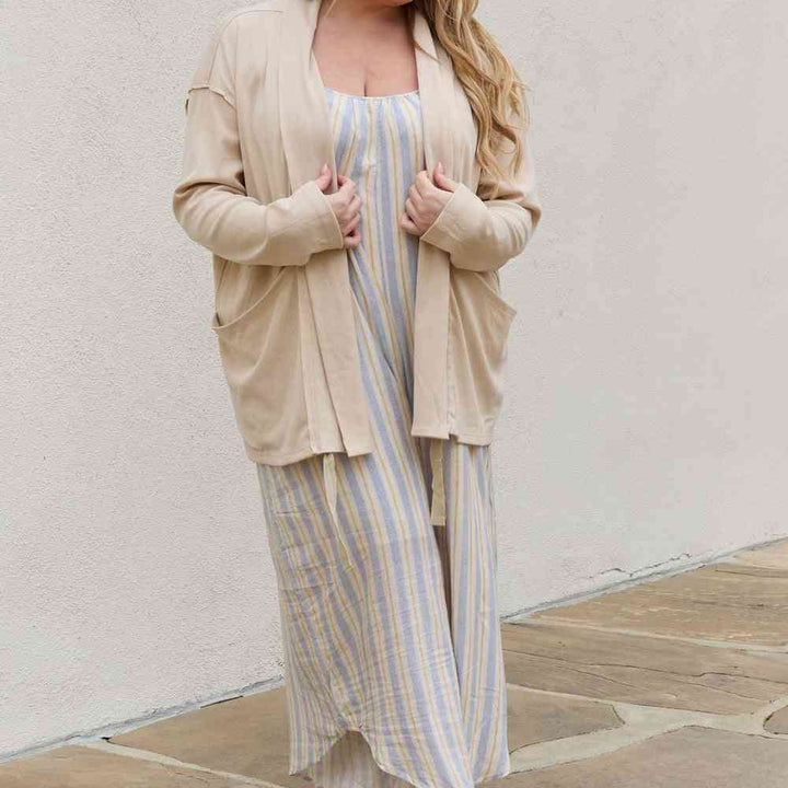 HEYSON Full Size Soft Ribbed Open Front Cardigan