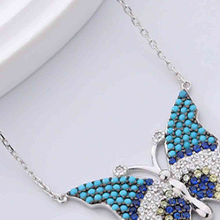 Butterfly Pendant Zircon Necklace