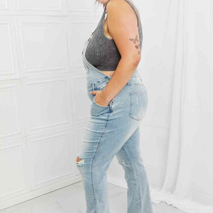 Judy Blue Melina Full Size Distressed Straight Leg Overalls