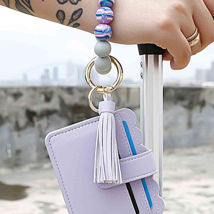 Beaded Tassel Keychain with Wallet
