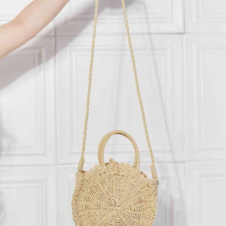 Justin Taylor Feeling Cute Rounded Rattan Handbag in Ivory