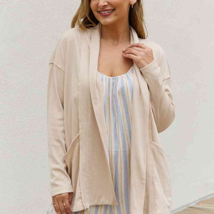 HEYSON Full Size Soft Ribbed Open Front Cardigan
