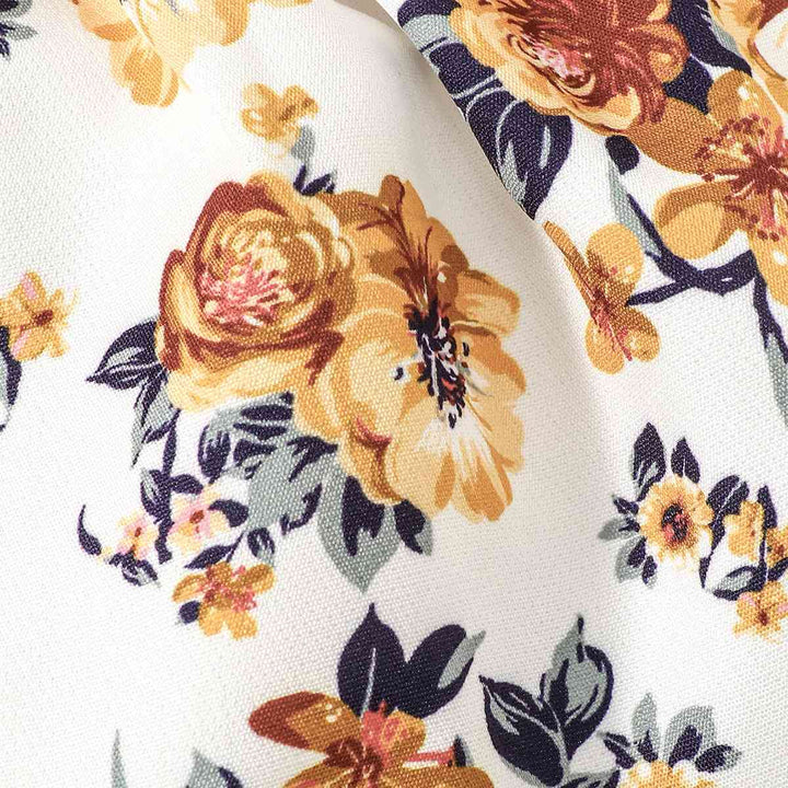 Floral Print Belted Ruffle Trim Short Dress