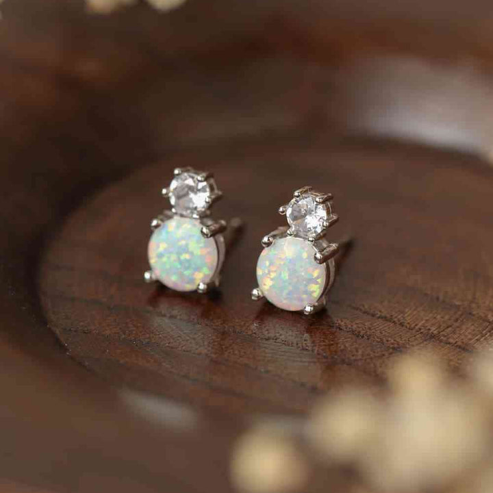 4-Prong Opal Stud Earrings